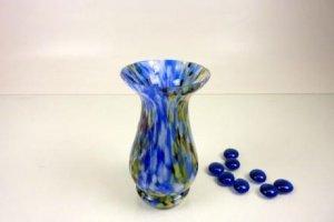Glashütten Vase tailliert blau 13,5cm