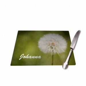 Glasschneidebrett *Pusteblume* mit Namen