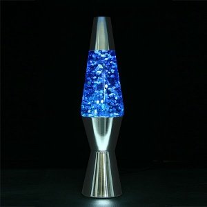 Glitterlampe mit blauer Flüssigkeit, Gli