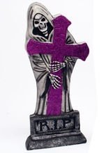 Glitzer Grabstein Halloween-Deko lila