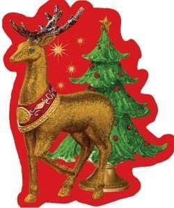 Glitzerndes Schild *Rentier mit Weihnachtsbaum*