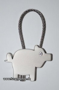 Glücksschwein Schlüsselanhänger in Silbe