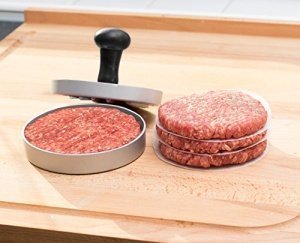 GOURMEO Premium Burgerpresse   30 Blatt Antihaftpapier aus Aluguss mit Antihaftbeschichtung | mit 2 