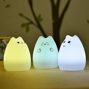 GoLine Cute Kitty LED Kinder-Nachtlicht , Multicolor -Silikon-weiche Baby-Kinderzimmer-Lampe, Sensit