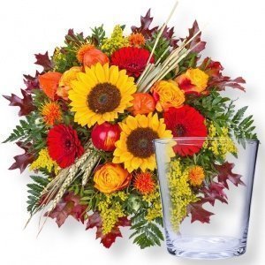 Goldener Herbst und Glasvase