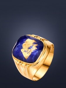 Goldener Herrenring mit Lapis- Doublette