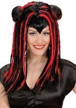 Gothic Cosplay-Perücke Dreads schwarz-ro