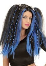 Gothic Cosplay-Perücke Zöpfe schwarz-bla