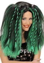 Gothic Cosplay-Perücke Zöpfe schwarz-grü