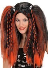 Gothic Cosplay-Perücke Zöpfe schwarz-rot