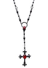 Gothic Halskette Kreuz schwarz-rot