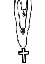 Gothic Halskette Skull und Kreuz schwarz