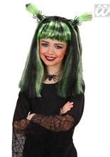 Gothic Kinder-Perücke mit Spinnen schwar