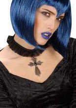 Gothic Kreuz Kette mit Halsband, schwarz