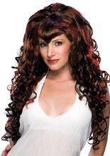 Gothic Locken-Perücke Vampirin braun-rot