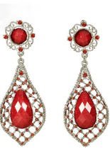 Gothic-Ohrringe Perlen rot-silber