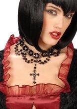 Gothic Perlenhalsband mit Kreuz