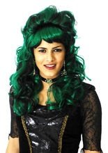 Gothic-Vampir-Perücke Saphira grün-schwa