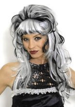 Gothic-Vampir-Perücke Saphira weiß-schwa