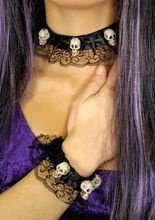 Gothic Vampir Schmuck-Set Skull schwarz