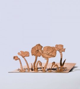 GRUSSKARTE MOHNBLUME 3D