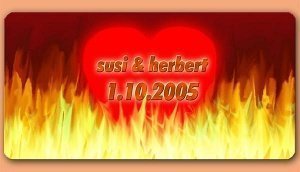 Grafikschild - Herz in Flammen - mit ind