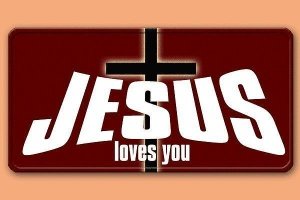 Grafikschild - Jesus loves you - mit ind