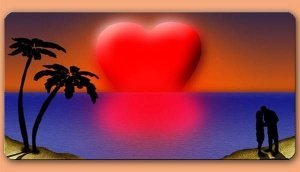 Grafikschild - Liebespaar am Strand - mi