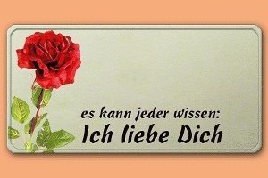 Grafikschild - Rose: Ich liebe Dich - mi