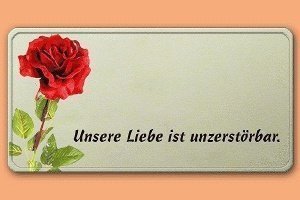Grafikschild - Rose:Unsere Liebe ist unz