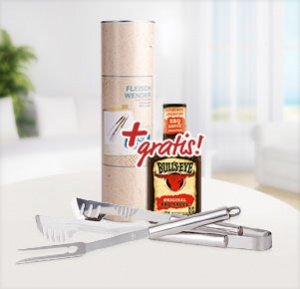 Grillzange mit gratis Bull´s Eye BBQ Soß