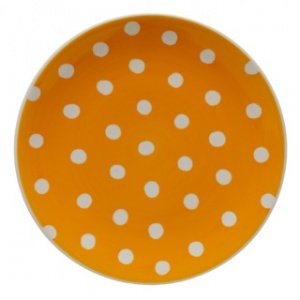 Großer Teller, orangefarbene Punkte