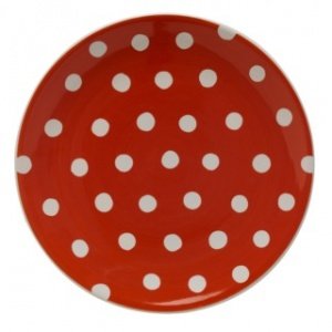 Großer Teller, rote Punkte