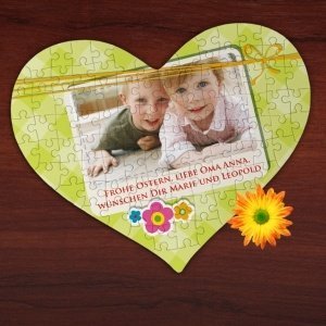 Großes Herz-Puzzle mit Foto, kurzem
