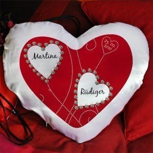 Großes Herzkissen für Paare mit Brillant
