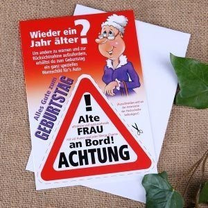 Grußkarte -Alte Frau an Bord-
