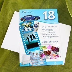 Grußkarte für Männer zum 18. mit Tischko