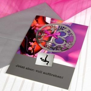Grußkarte mit Metall-Schmuck zum 18.Gebu