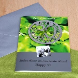 Grußkarte mit Metall-Schmuck zum 30.Gebu
