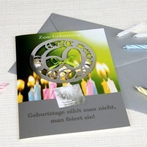 Grußkarte mit Metall-Schmuck zum 60.Gebu