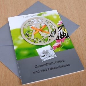 Grußkarte mit Metall-Schmuck zum 70.Gebu