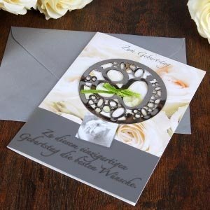 Grußkarte mit Metall-Schmuck zum 80.Gebu