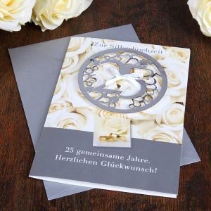 Grußkarte mit Metall-Schmuck zur Silberh