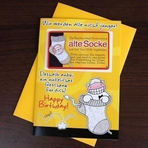 Grußkarte zum Geburtstag mit Alte Socke 