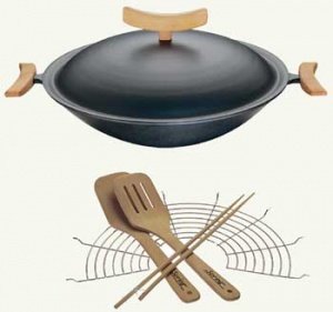 Guss-Wok Set in Geschenk-Verpackung, Spr