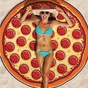 GWELL Interessant Rund Strandtuch Yoga Matte Tischdecke Dekor Wandbehang pizza