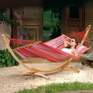 Hängematten-Set mit Holz-Ständer (Abb. 1