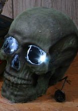 Halloween Deko Totenschädel grün lebensg