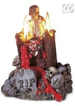 Halloween Kerze Grabstein mit Skelett