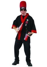 Halloween Psycho Sushi Koch Japan Kostüm schwarz-weiß-rot